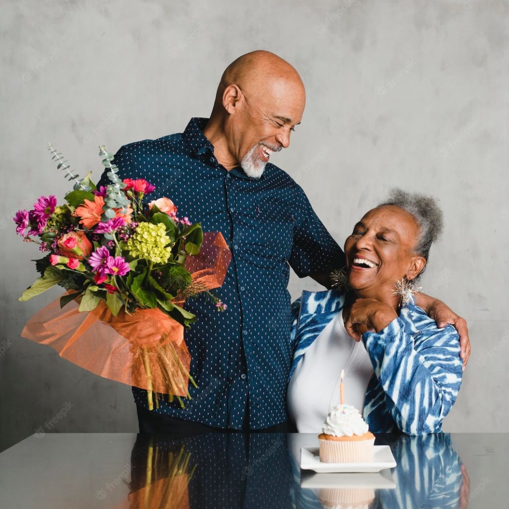 senior woman celebrating her birthday with her husband 53876 160853
